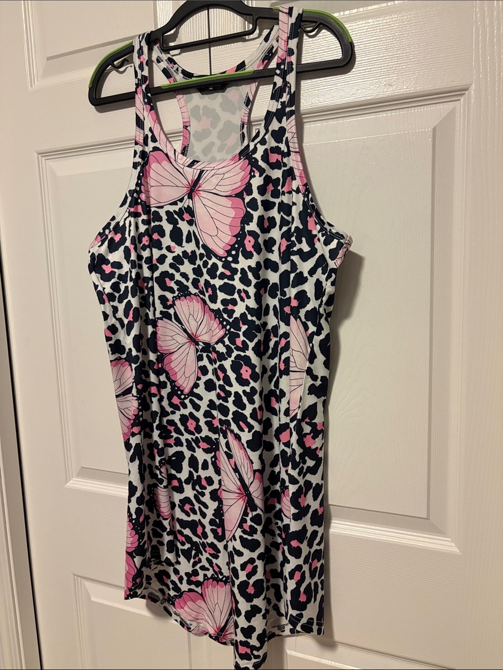 Women’s Pink Butterfly Leopard Print Tank Nightie